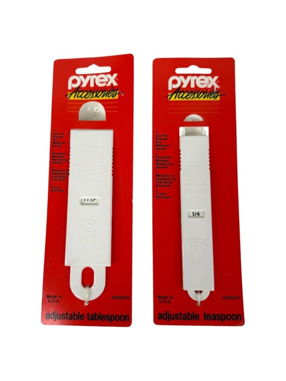 New Pyrex Adjustable Measuring Tablespoon &‎ Teaspoon Set White Dry Ingredients